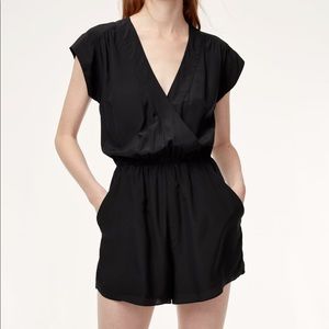 Aritzia Babaton Corbett Romper Black Silk Mini XS